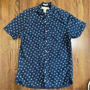 Label Of Graded Goods LOGG H&M Button Down Shirt Short Sleeve Blue Turtle Size S